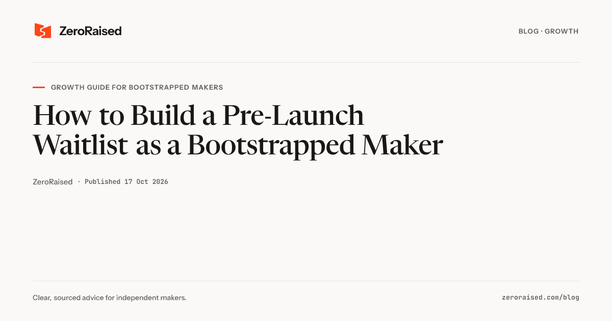 Editorial title card reading "How to Build a Pre-Launch Waitlist" beside the orange ZeroRaised mark.