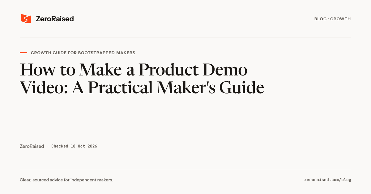 Editorial title card reading "How to Make a Product Demo Video" beside the orange ZeroRaised mark.